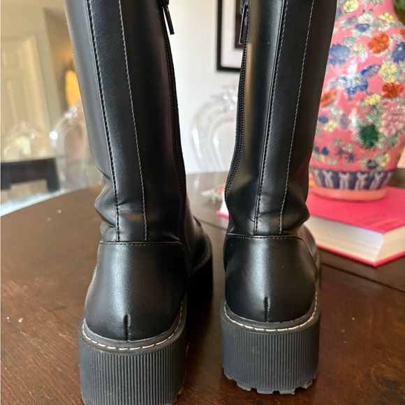 H&M Black Lace Up Chunky Sole Combat Boots - Picture 5 of 7